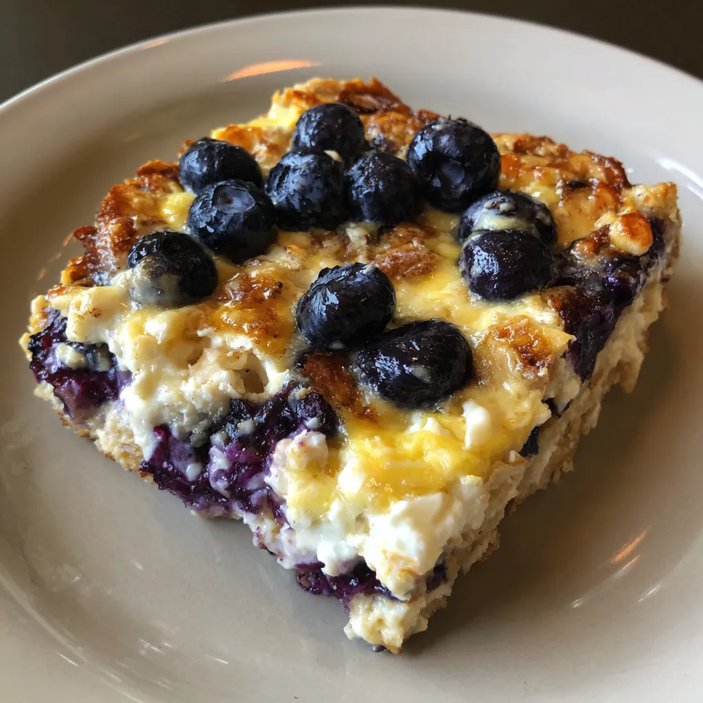 Cottage cheese breakfast bake sliced