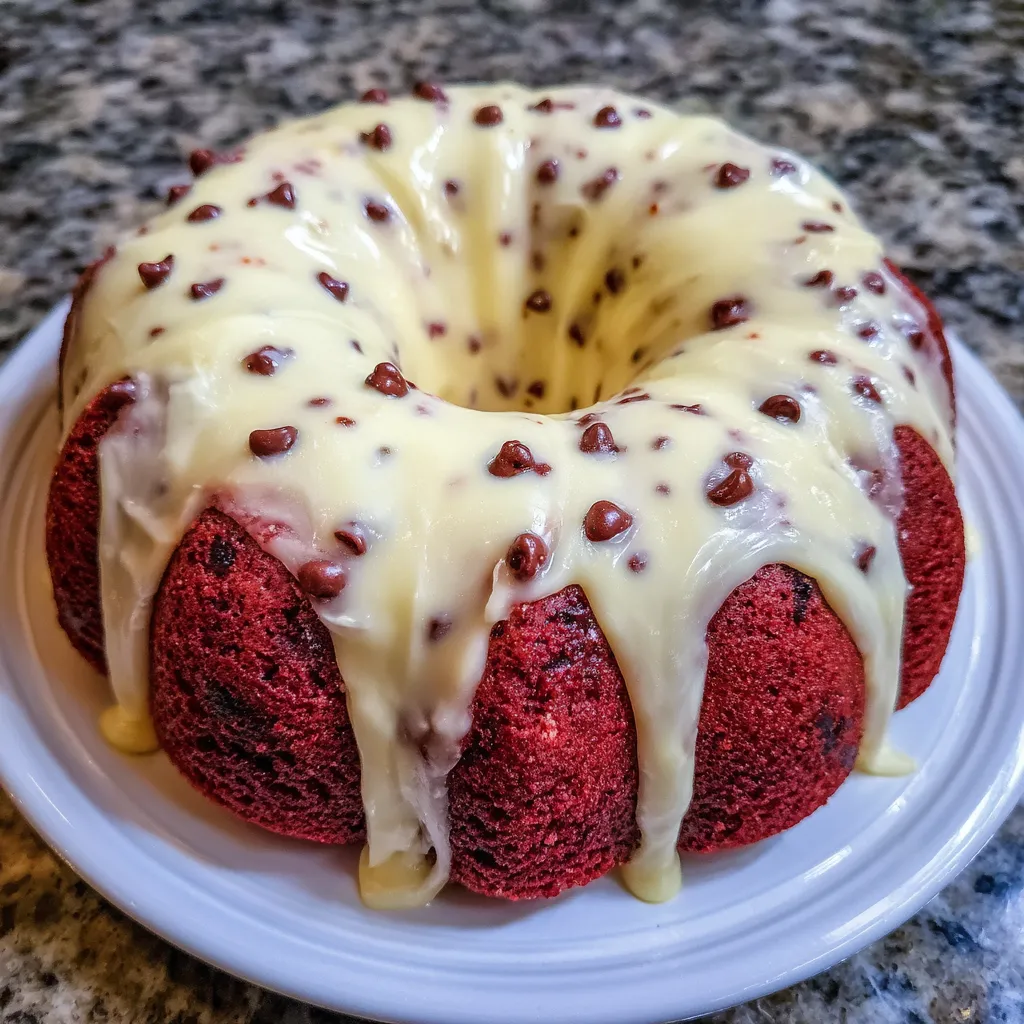 Slice of red velvet bundt cake