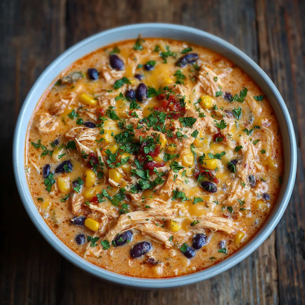 Bowl of chicken enchilada soup