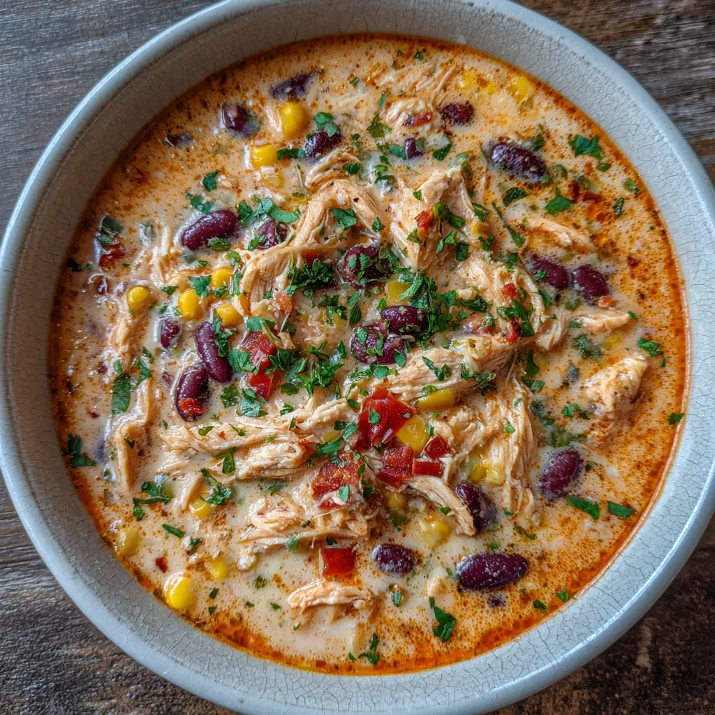 Pot of chicken enchilada soup