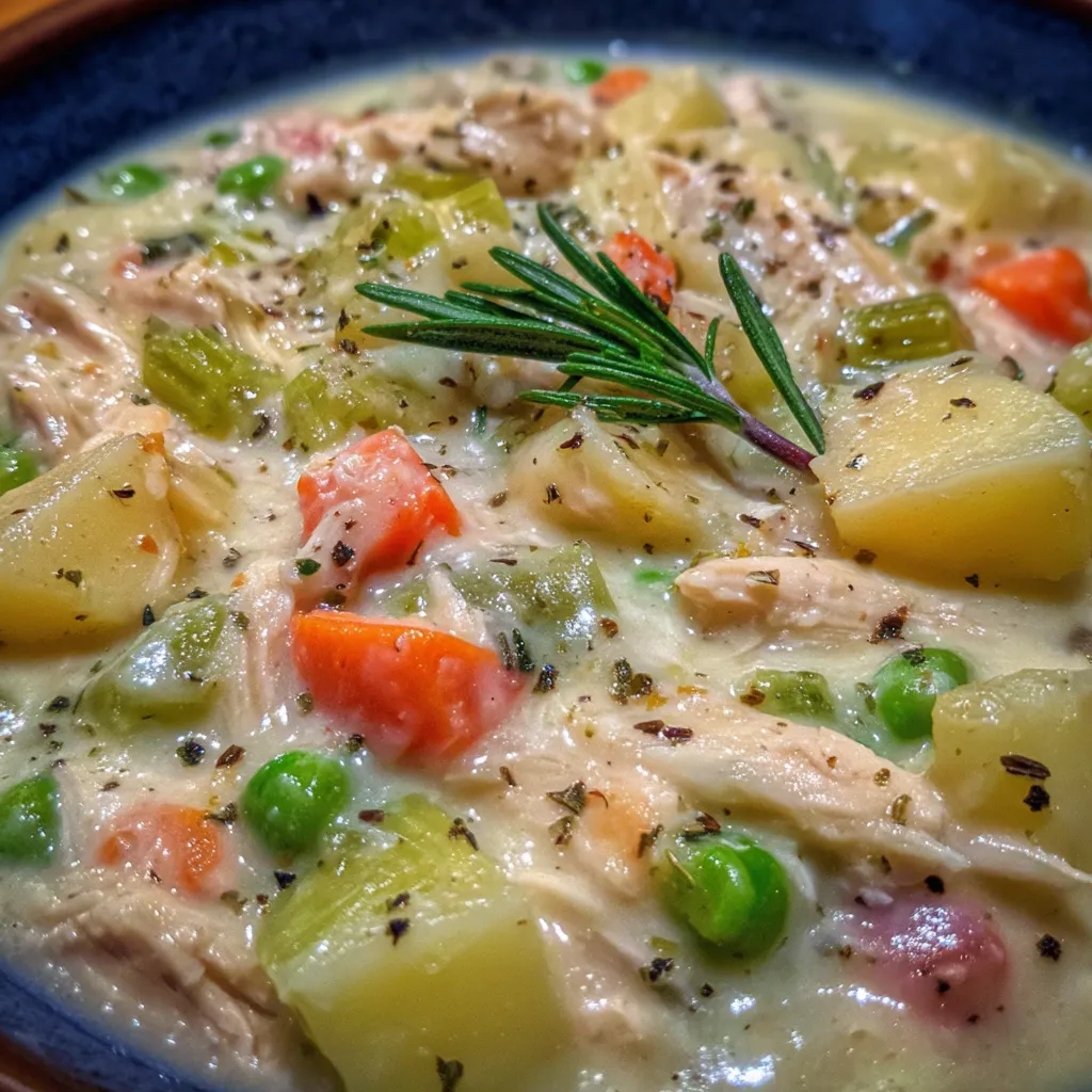 Chicken pot pie soup bowl