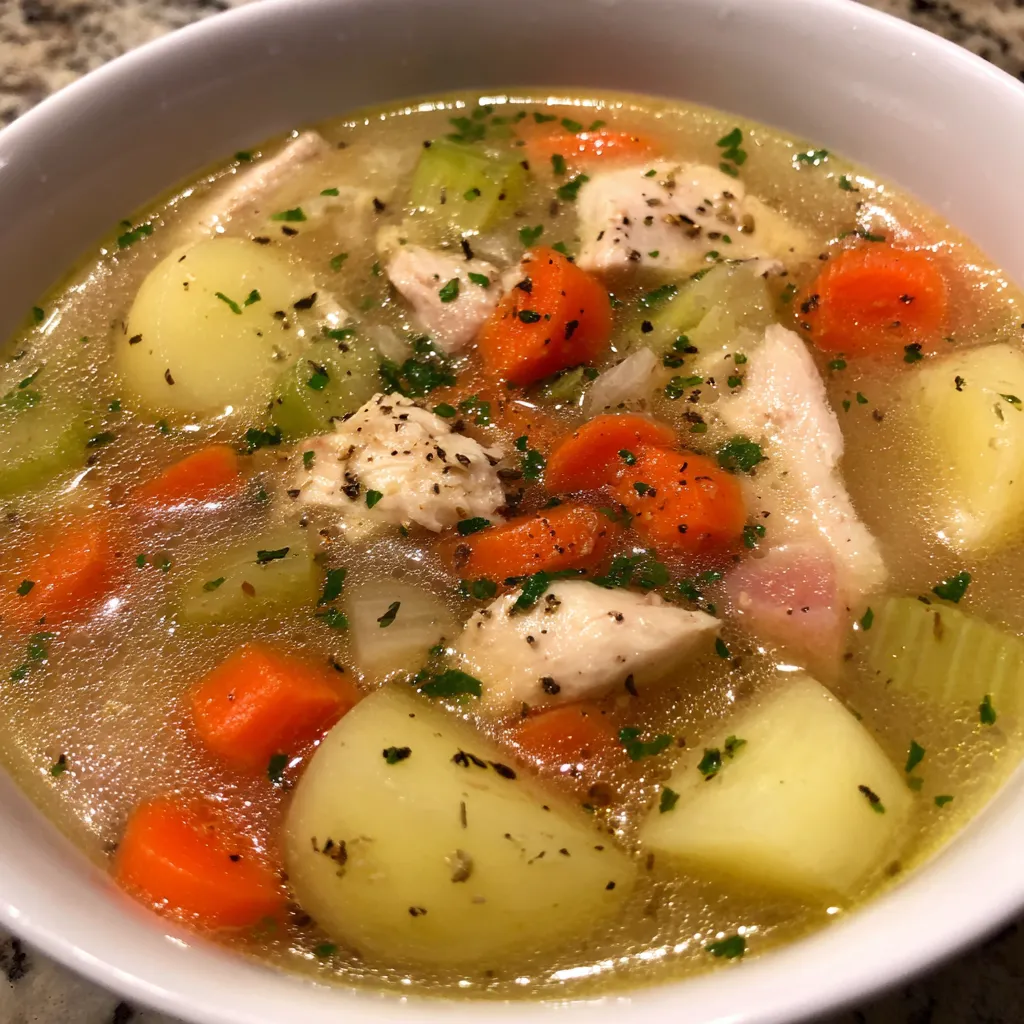 Close-up of chicken and potatoes