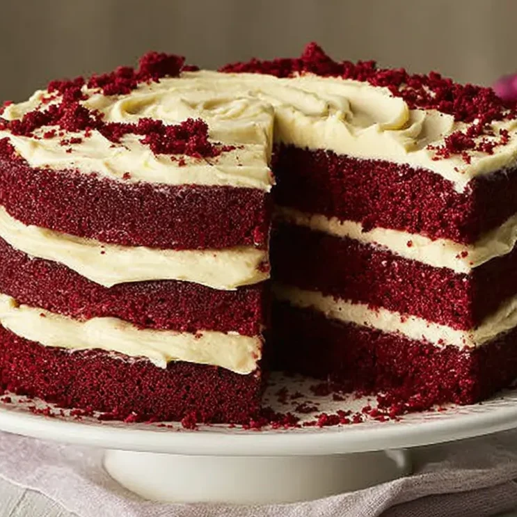 Slice of red velvet cake