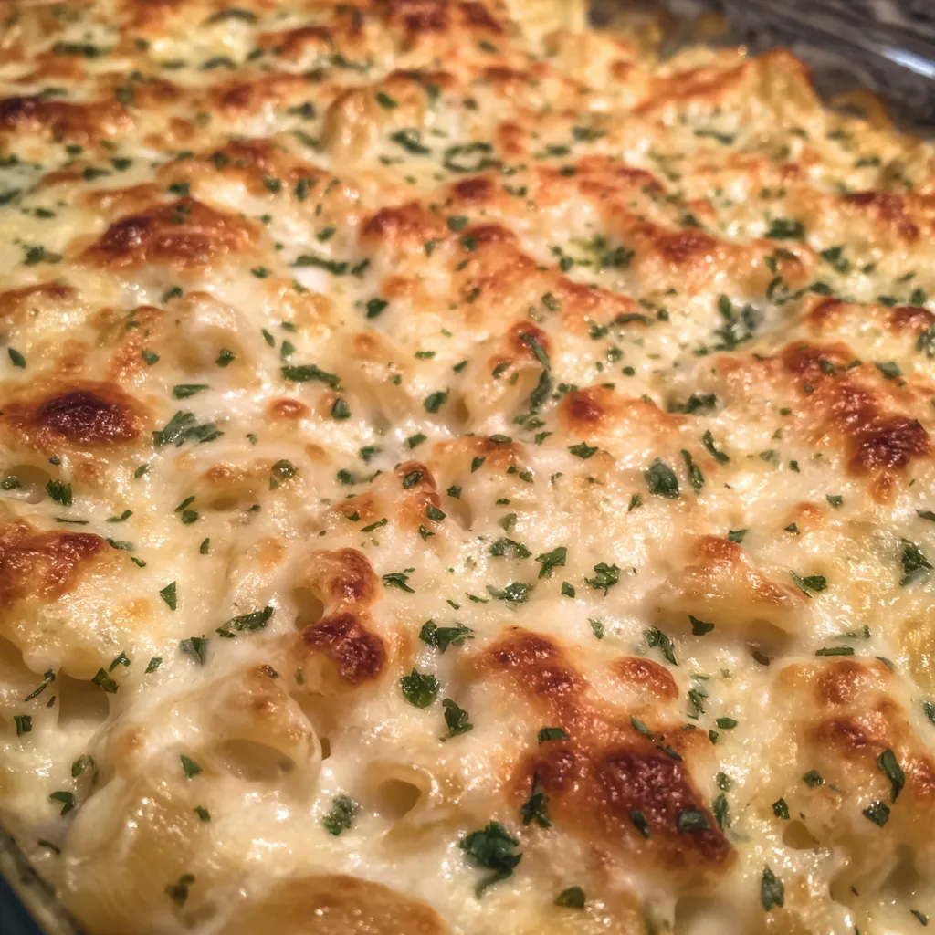 Pasta bake in baking dish