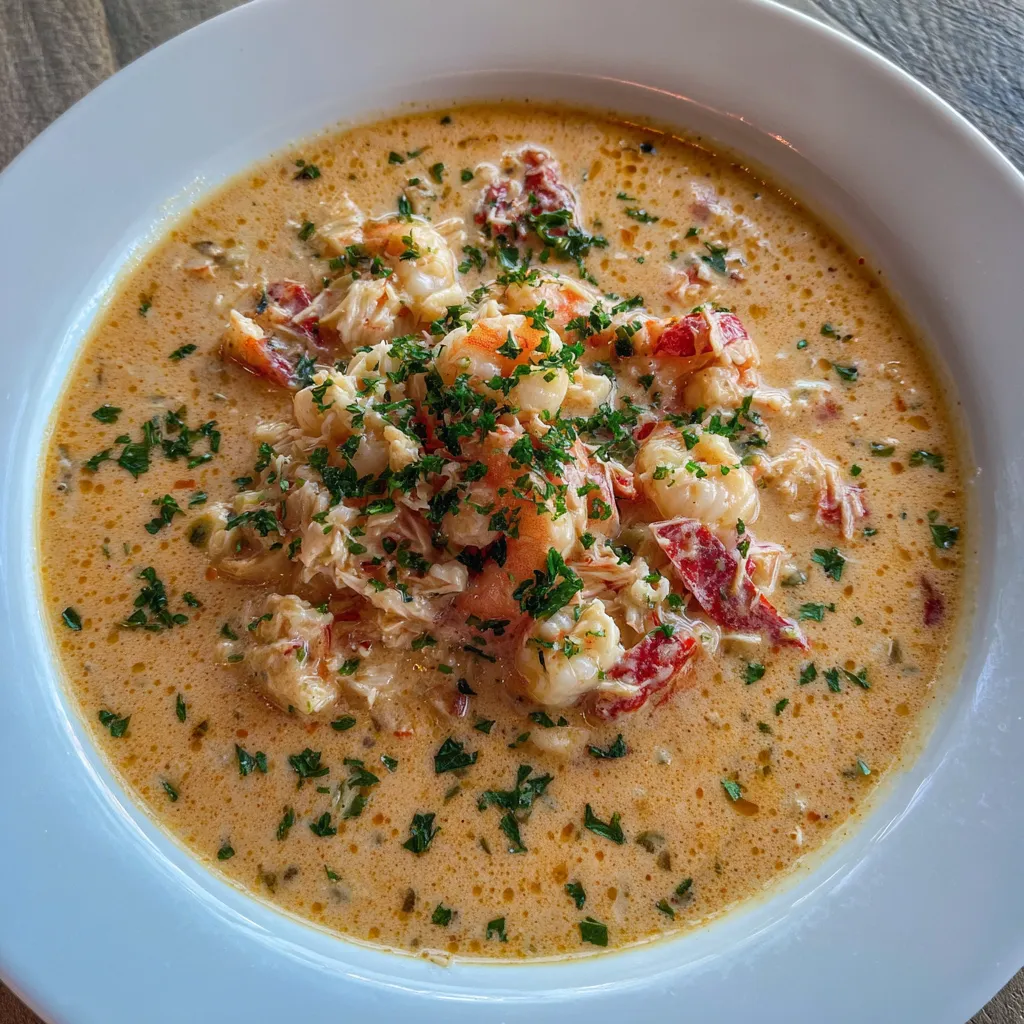 Bowl of crab and shrimp bisque