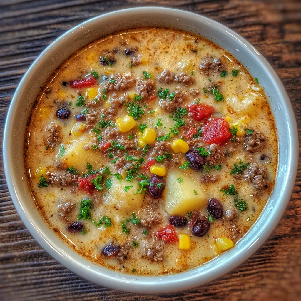 Pot of chicken pot pie soup