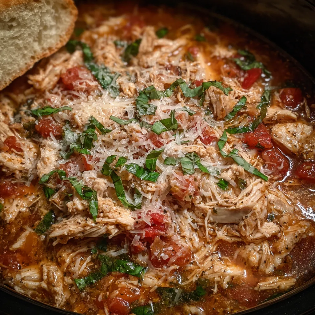 Bowl of creamy chicken parmesan soup
