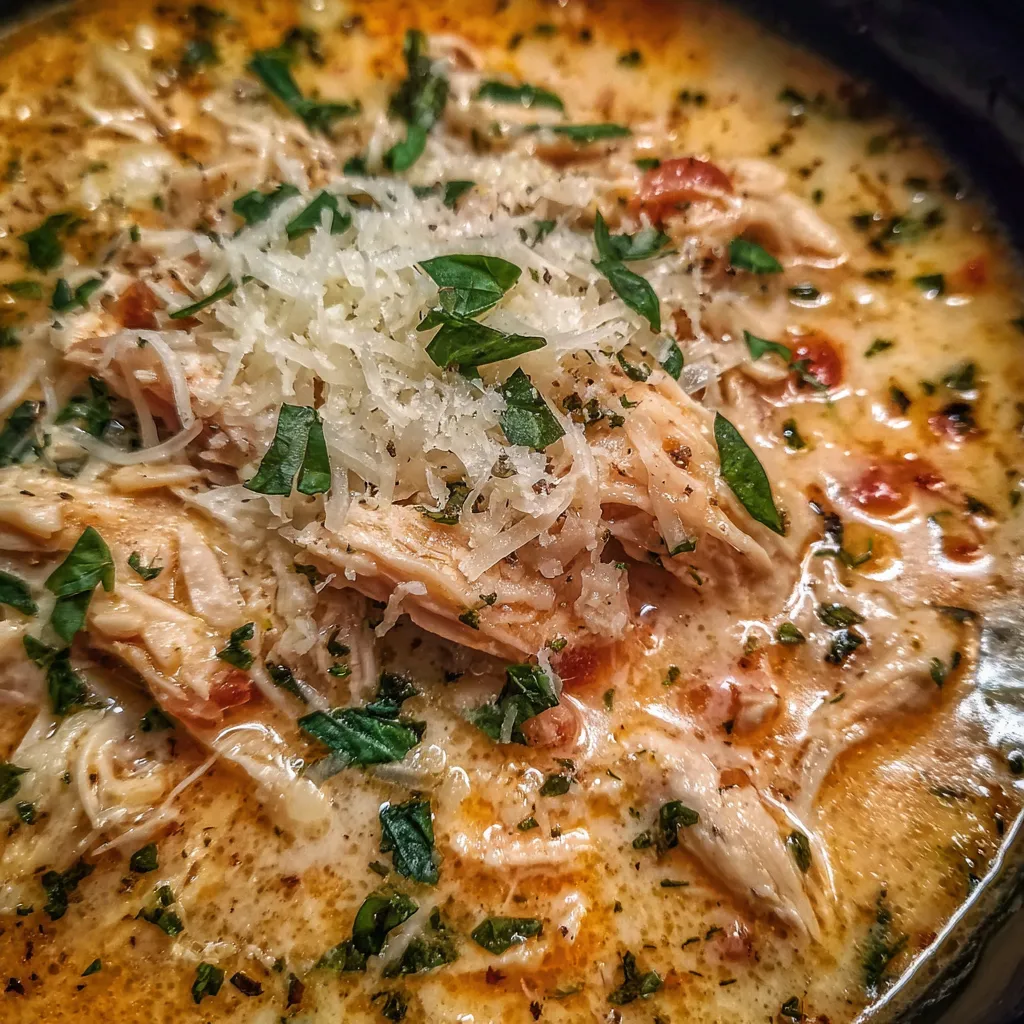Spoonful of chicken parmesan soup