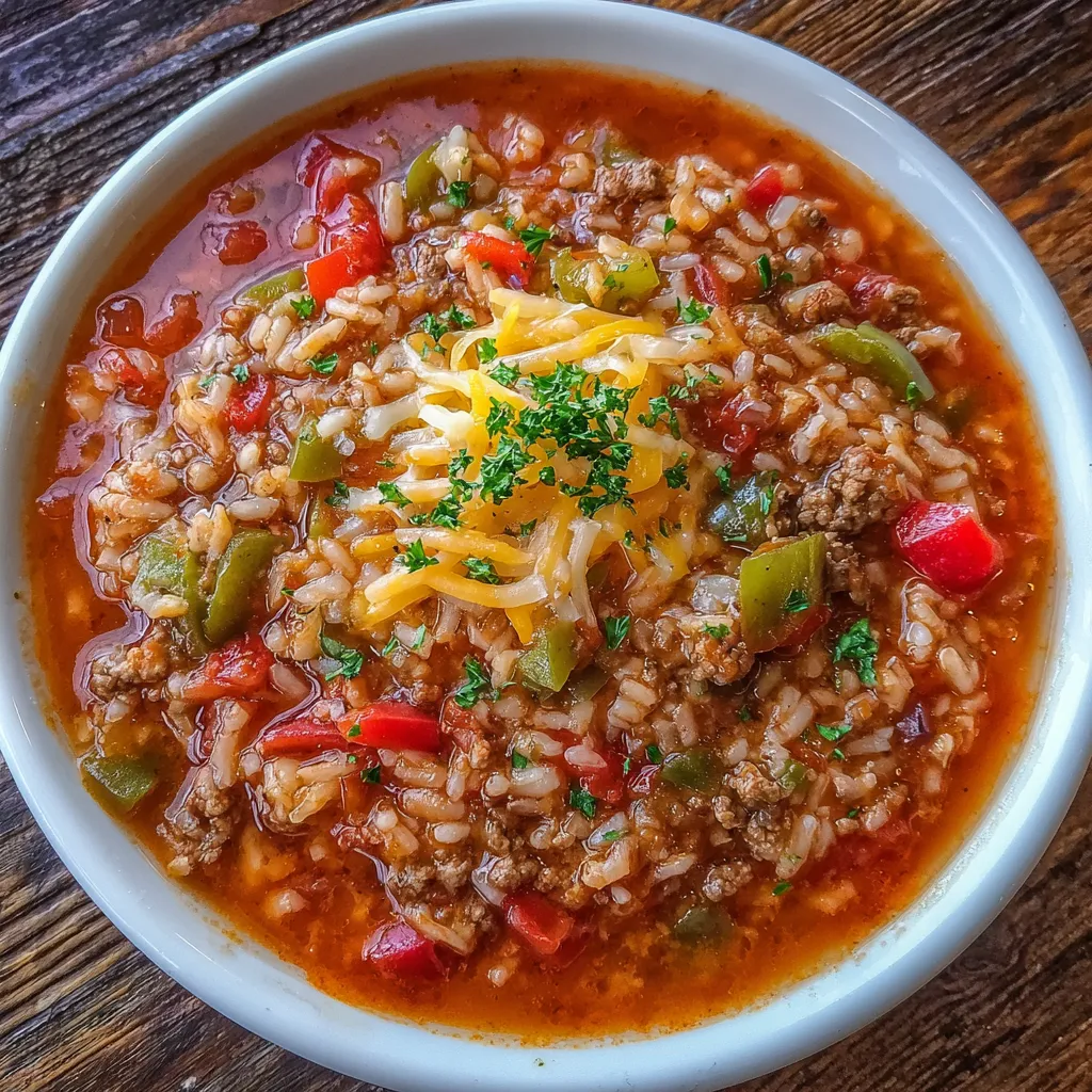 Bowl of stuffed pepper soup