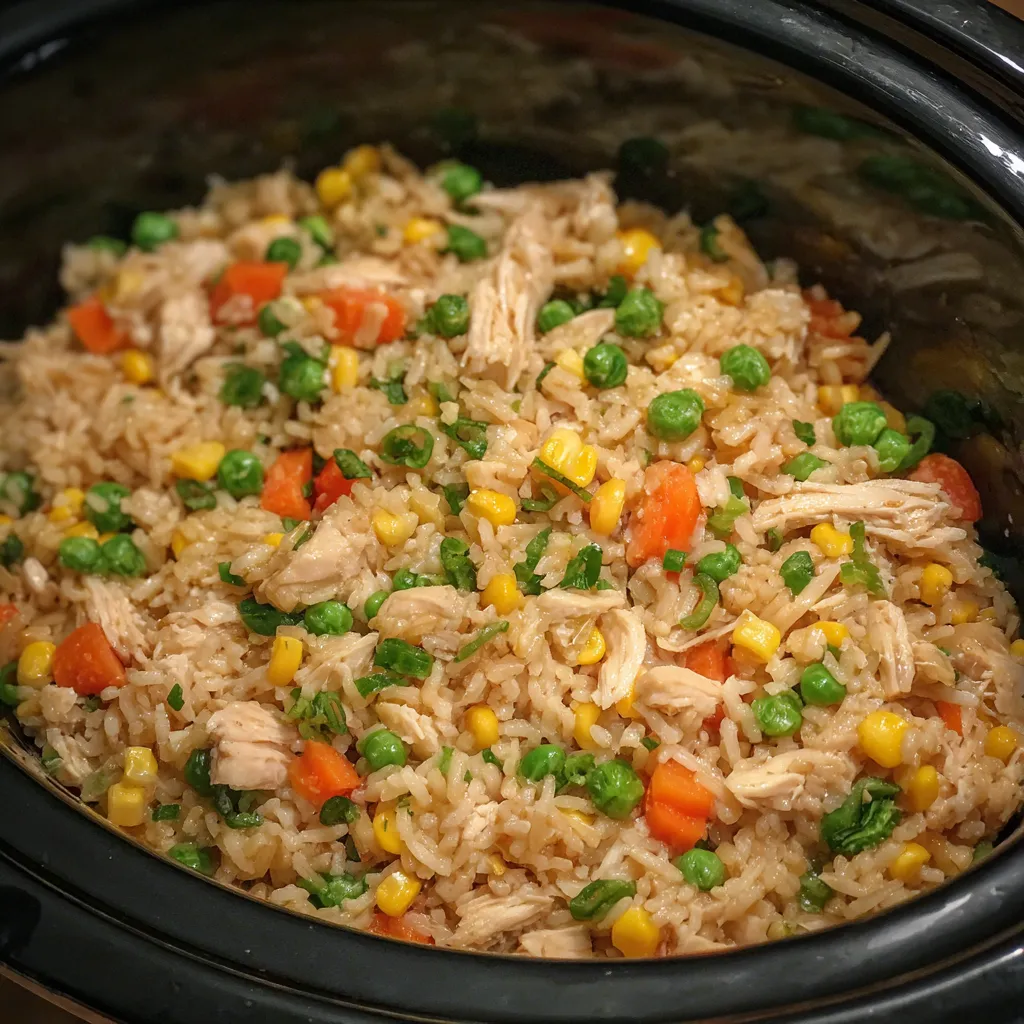 Chicken fried rice in crockpot