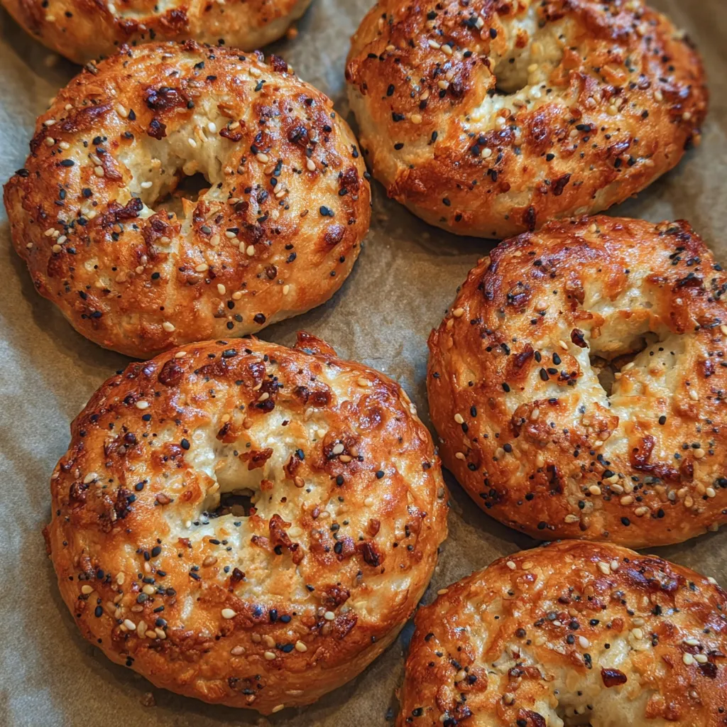 Bagels on baking sheet