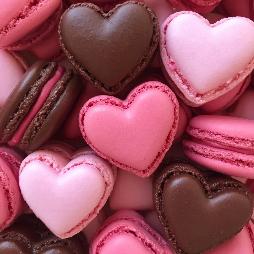 Valentine macarons close-up