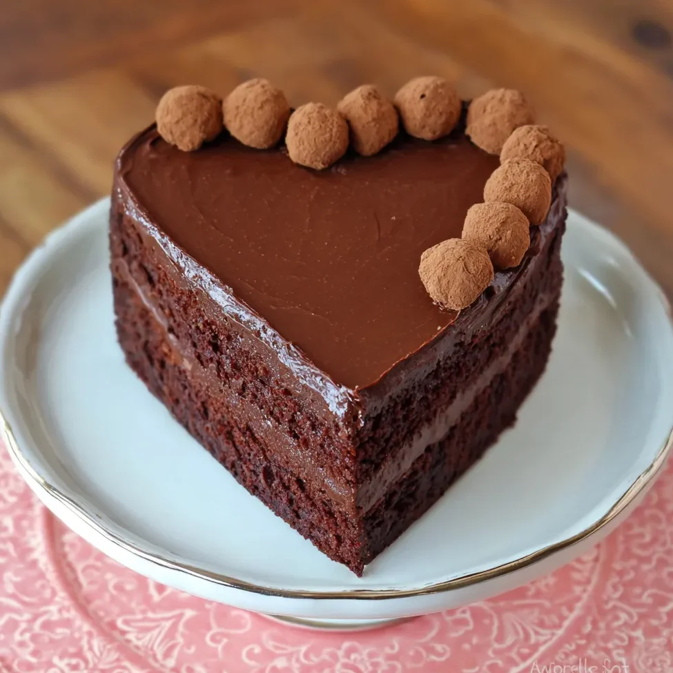 Slice of heart shaped cake