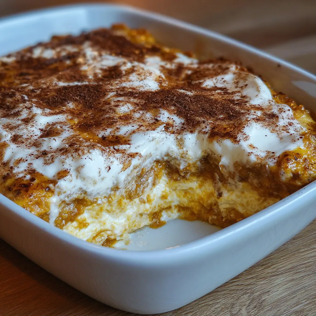 Slice of pumpkin cottage cheese bake