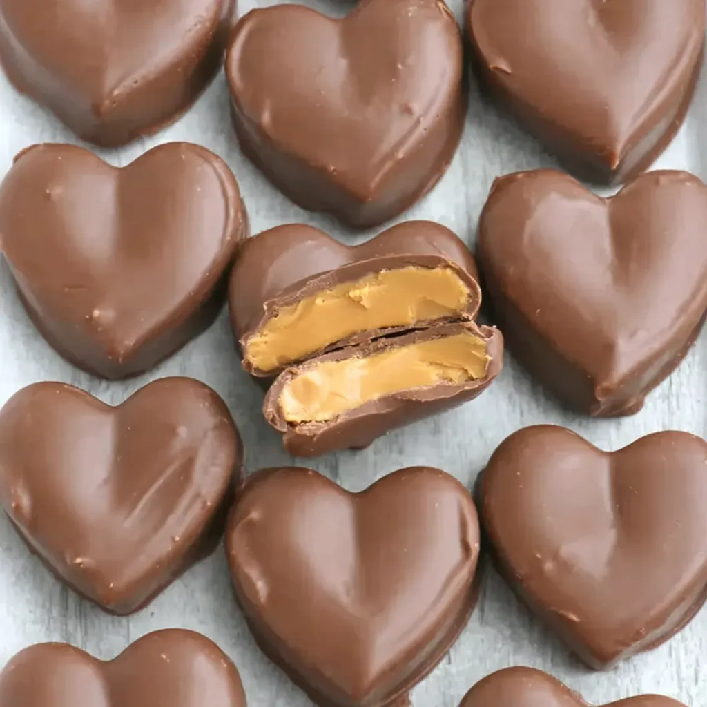 Peanut butter heart dipped in chocolate