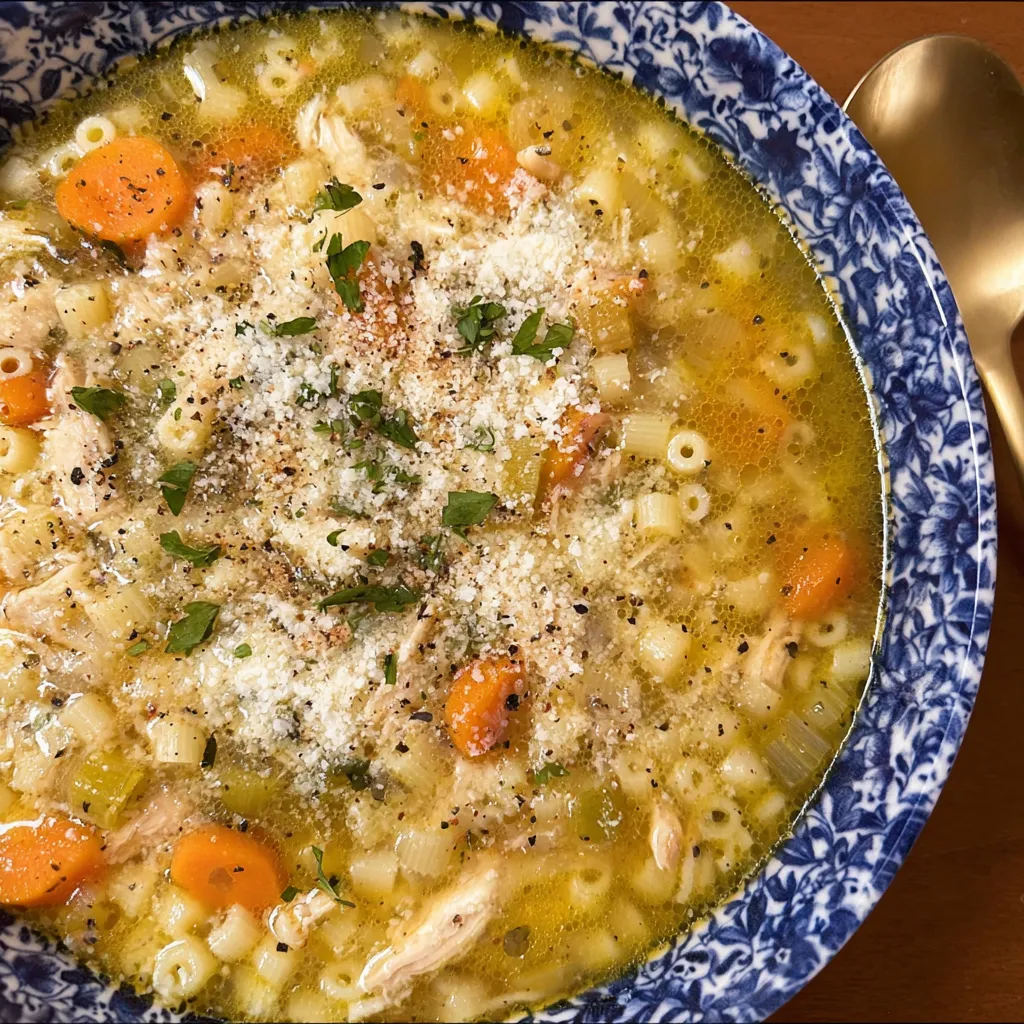 Spoon lifting Italian soup