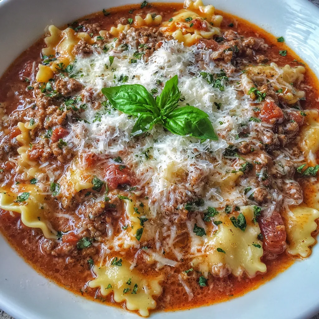 Bowl of lasagna soup