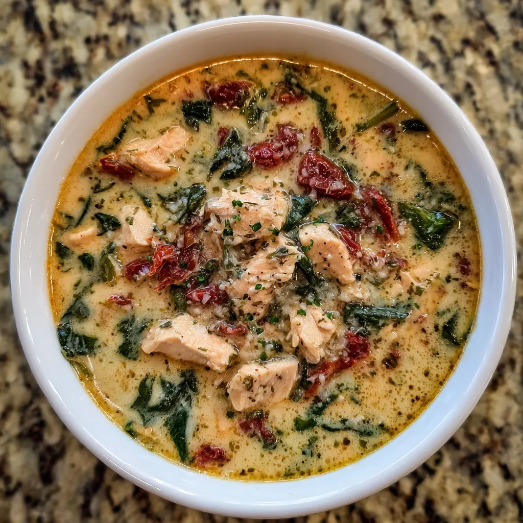 Pot of creamy chicken soup