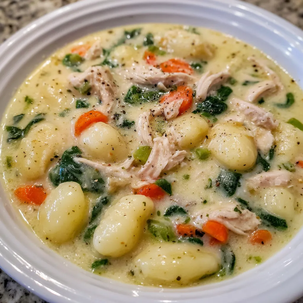 Spoonful of creamy gnocchi soup