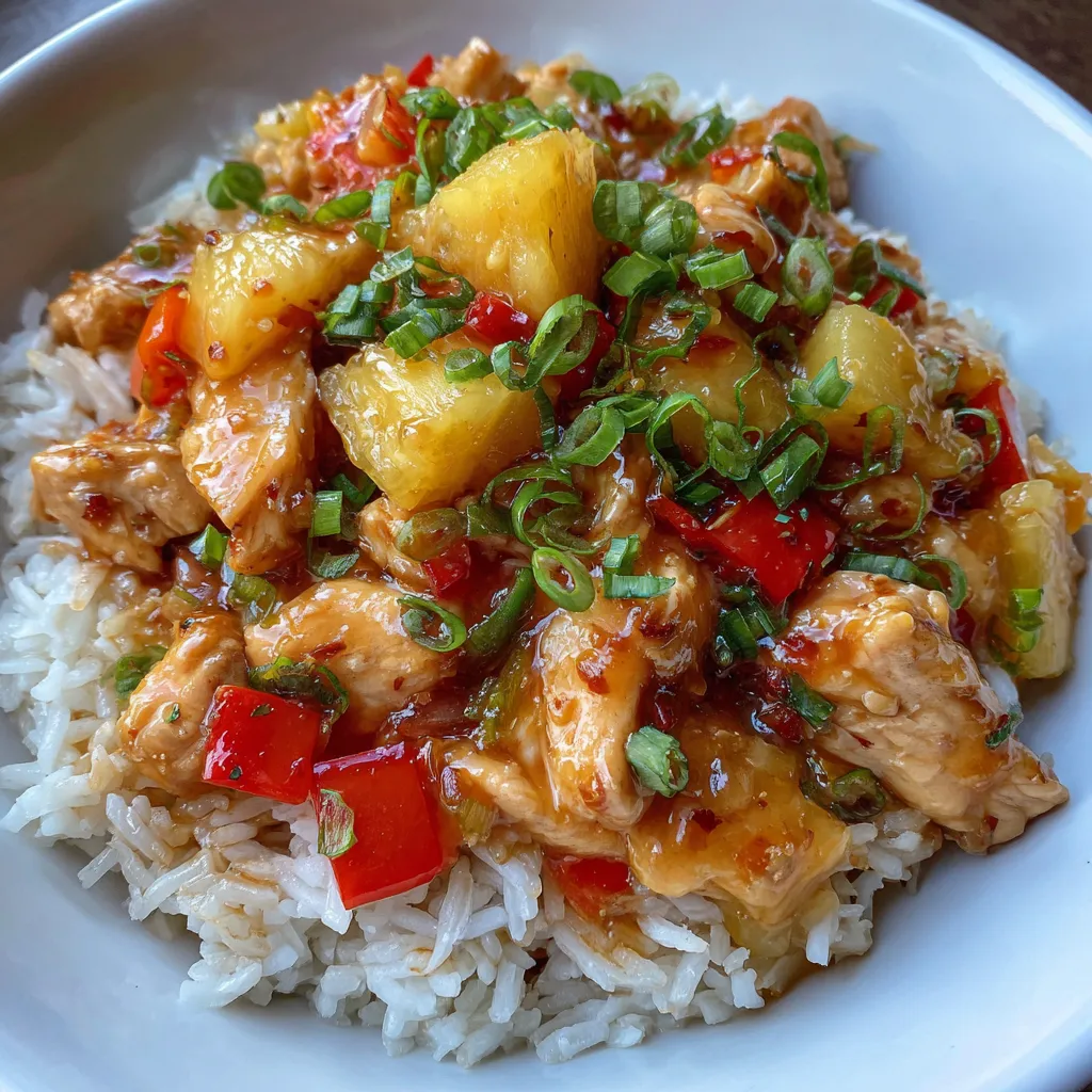 Bowl of pineapple chicken rice