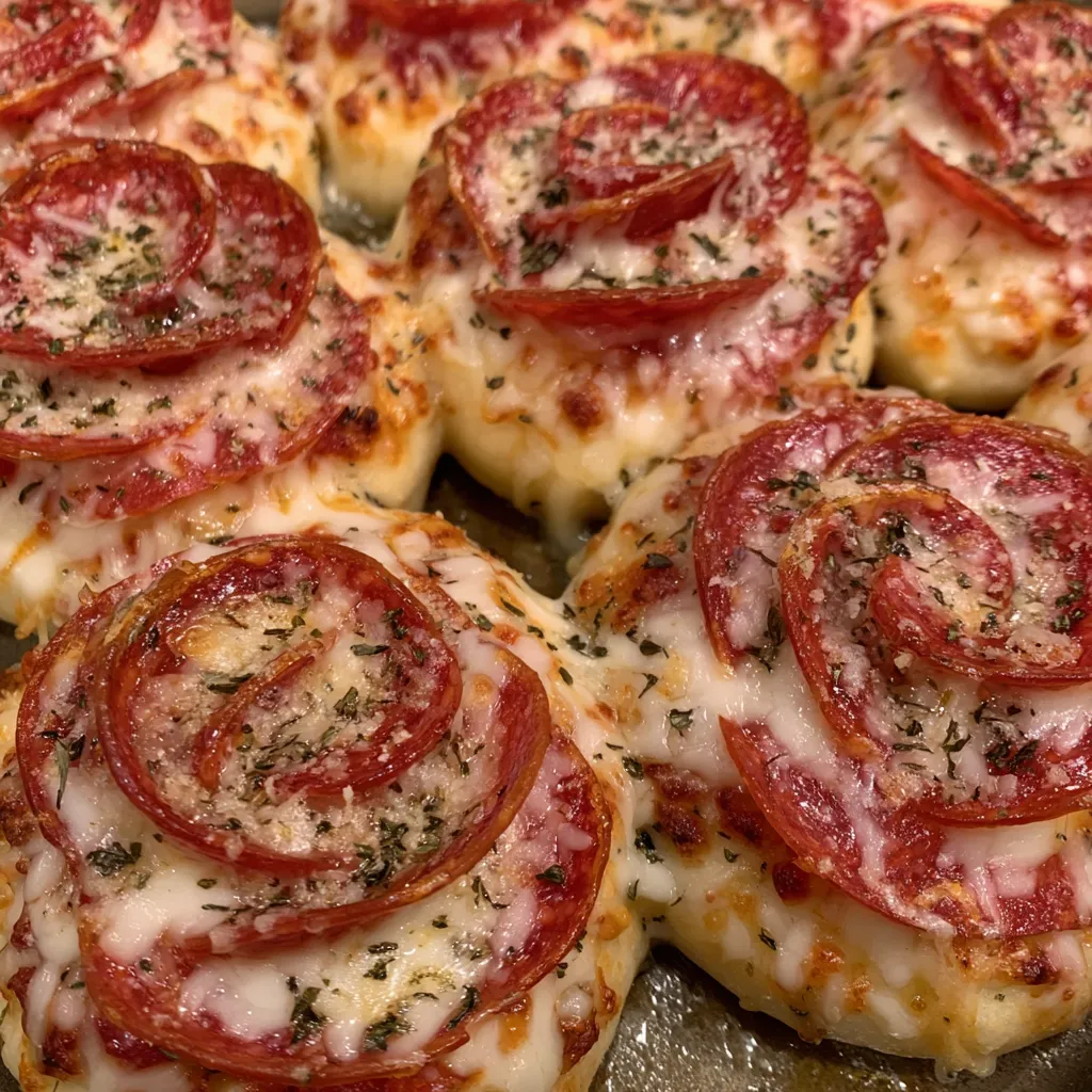 Pizza roses in muffin tin