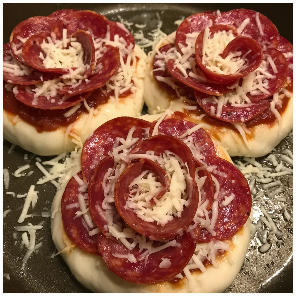 Pizza roses served on plate