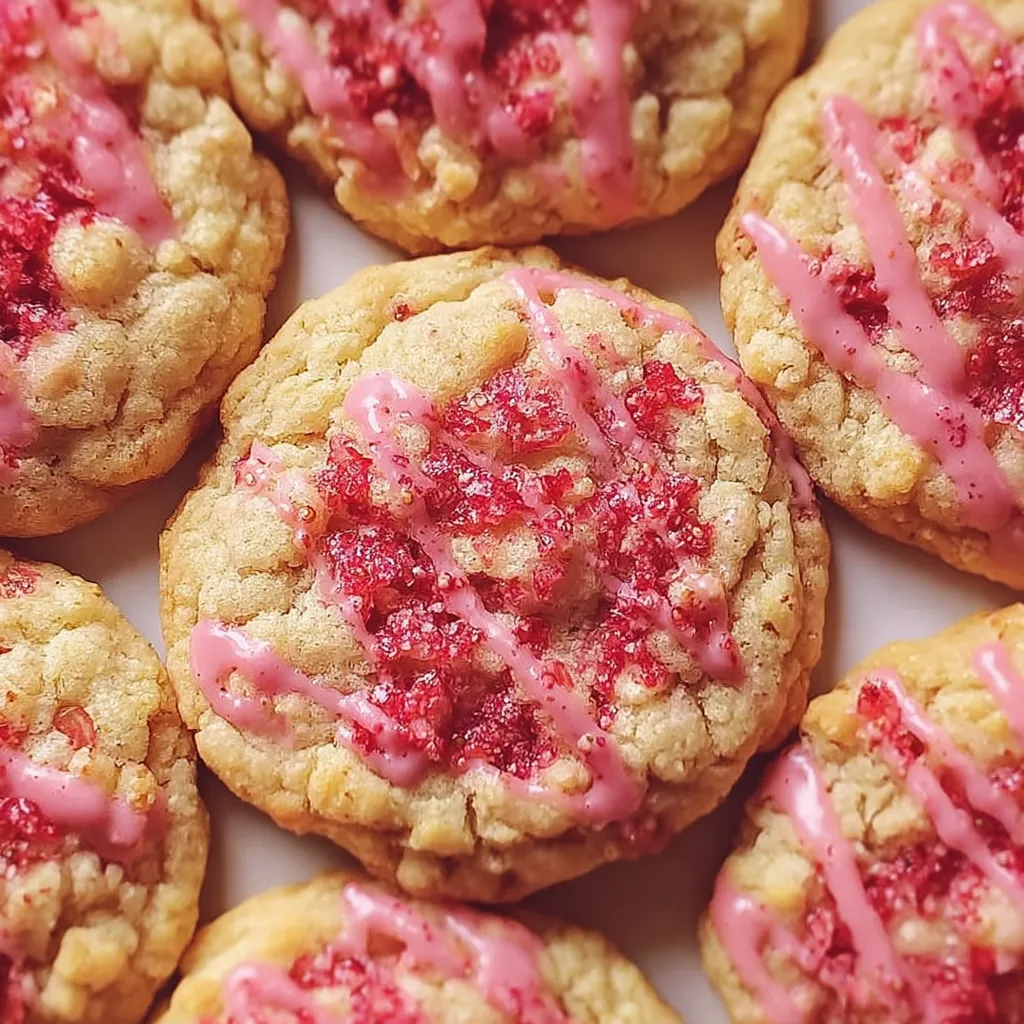 Baking tray of strawberry cookies