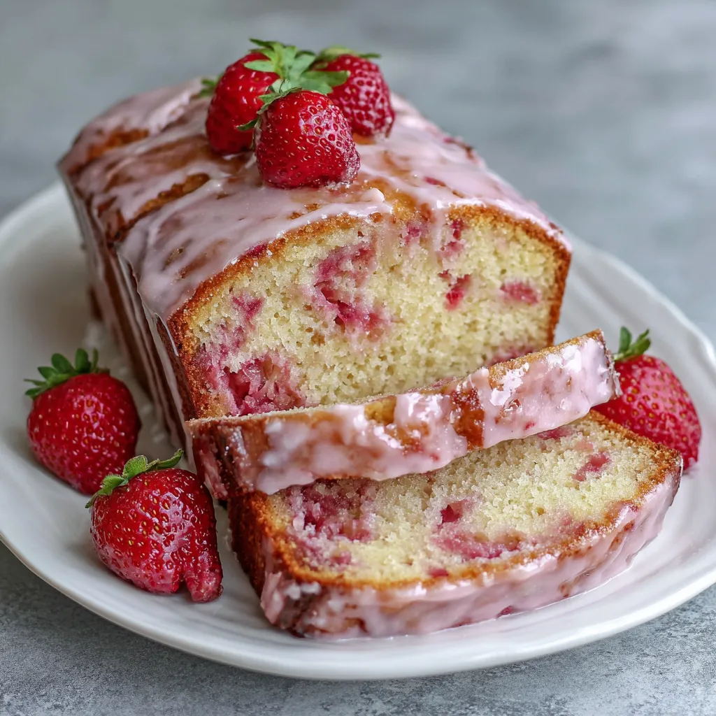 Slice of strawberry pound cake