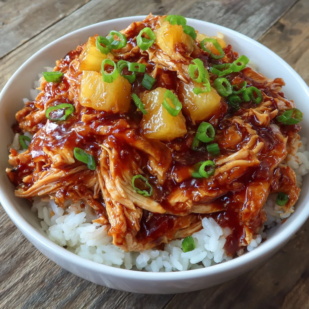 Hawaiian chicken over rice