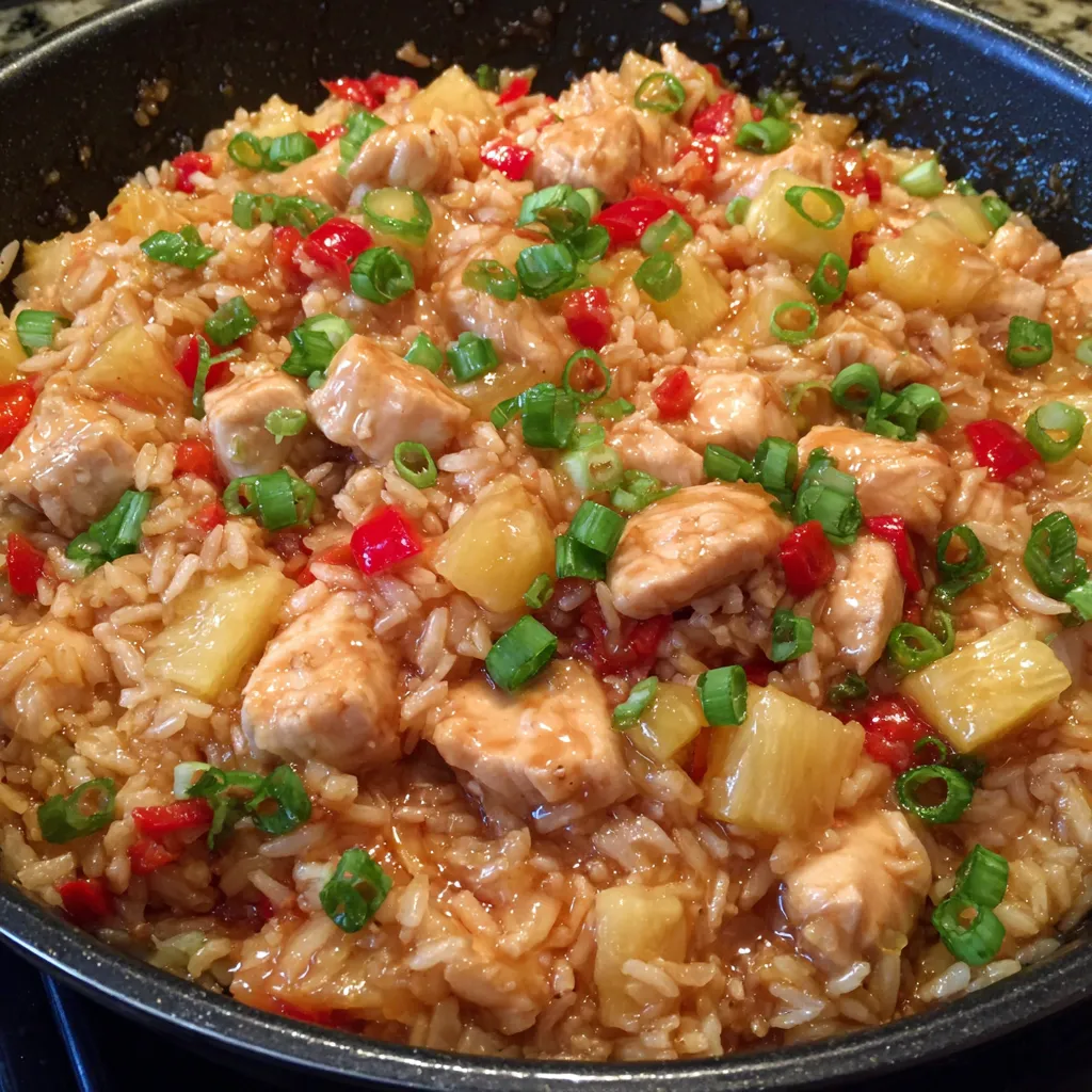 Pineapple chicken rice skillet