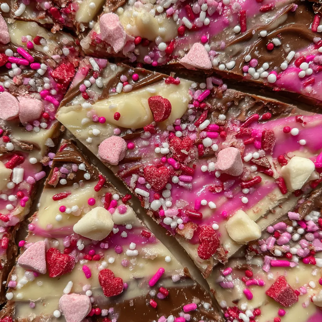 Tray of Valentine’s Day chocolate bark