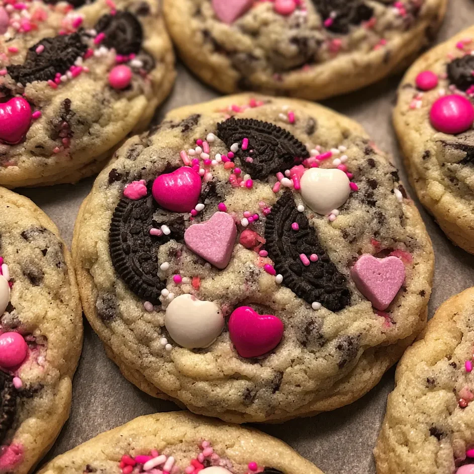 Close-up of Oreo M&M cookie