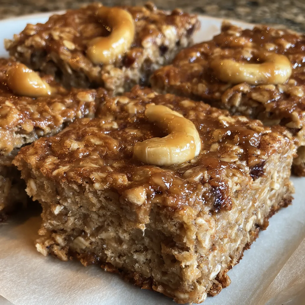 Oatmeal bars in baking pan