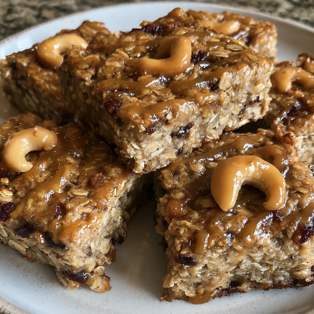 Banana oatmeal bars stacked
