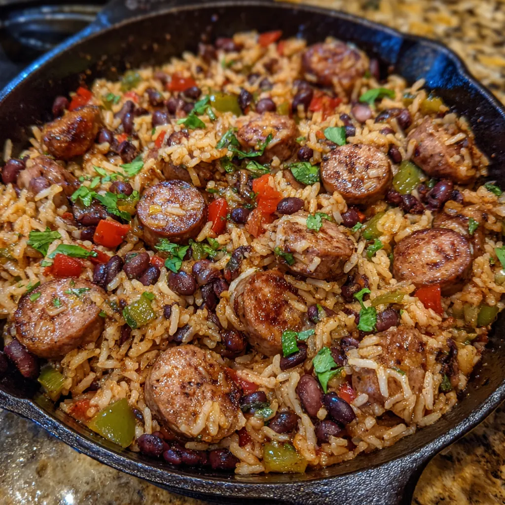 Hearty black beans rice dinner