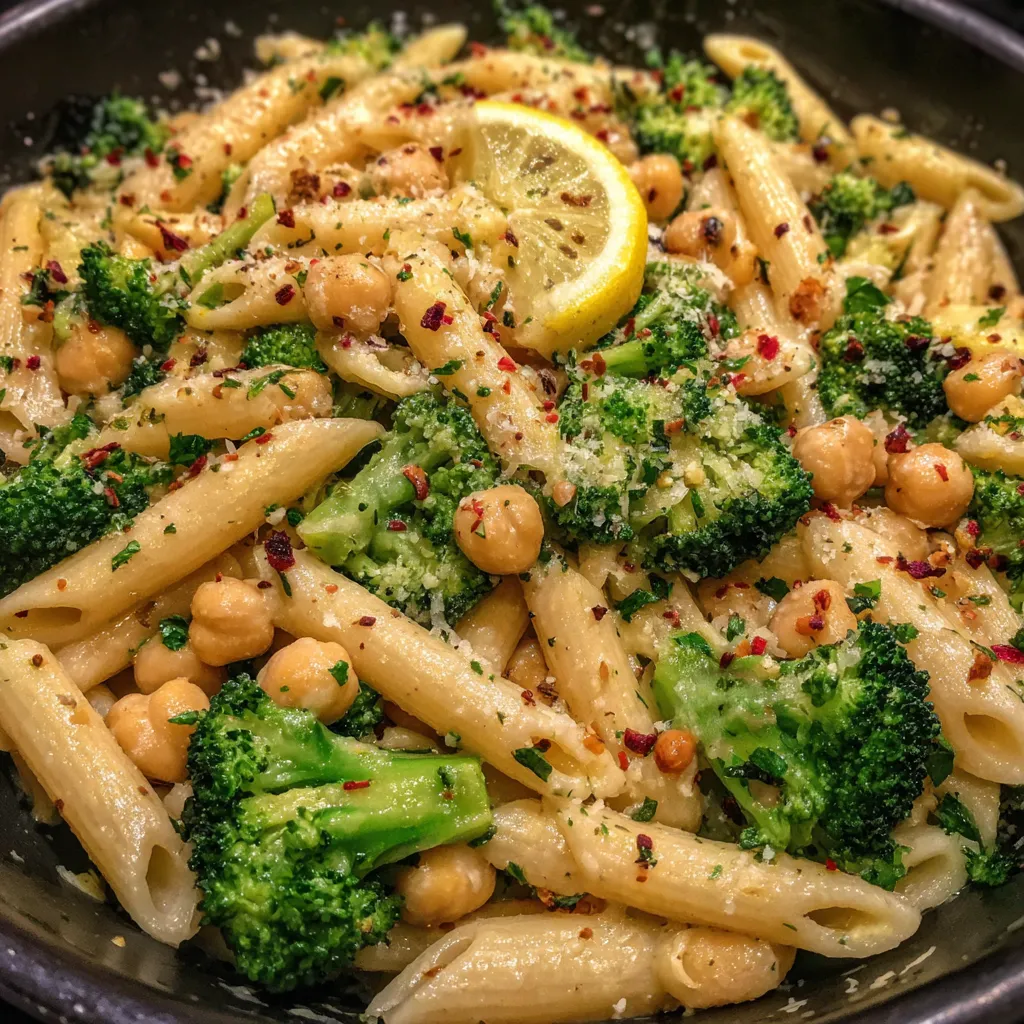 Broccoli pasta in skillet