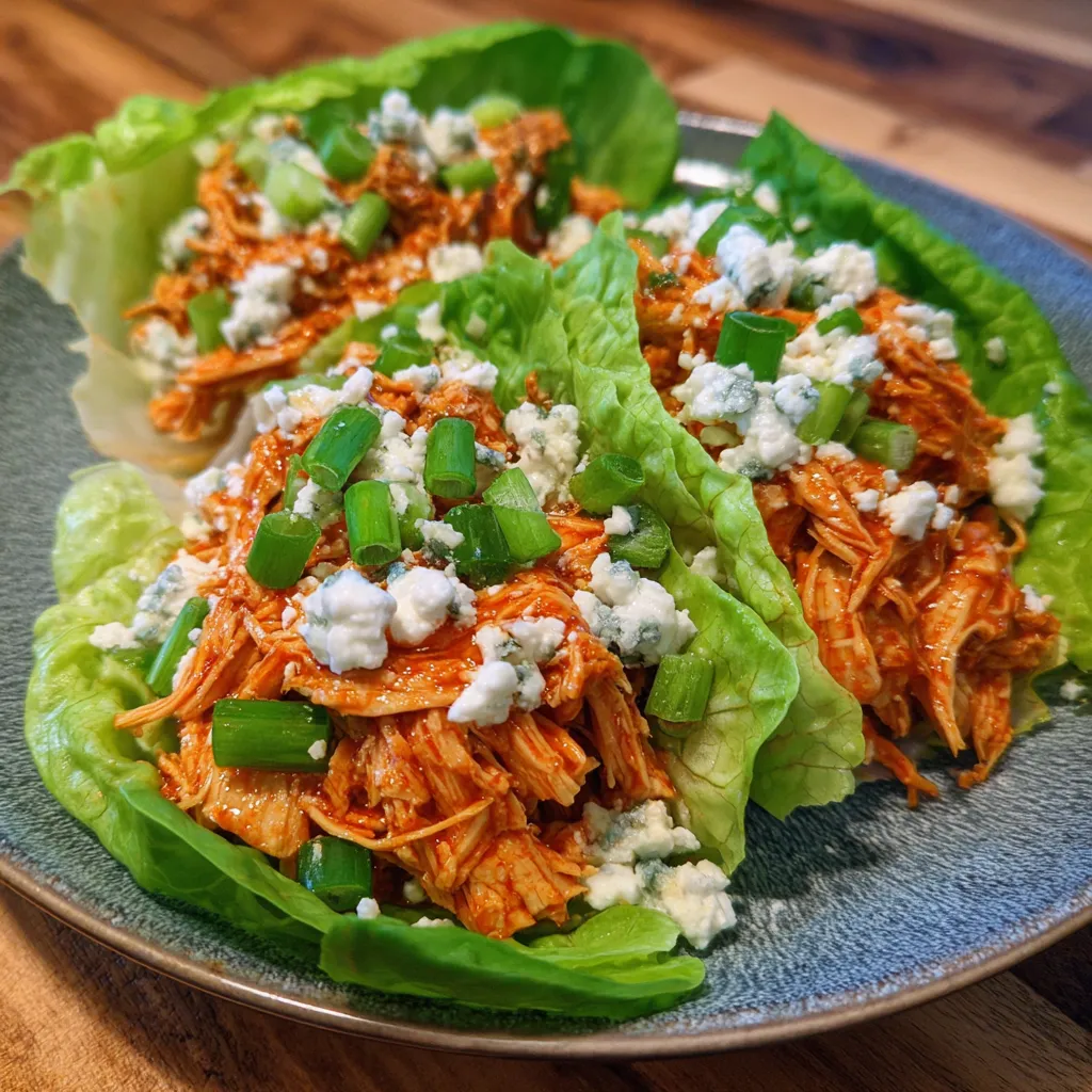 Low carb buffalo chicken lettuce boats