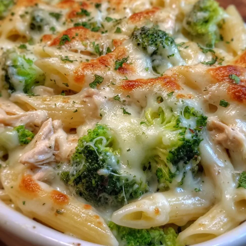 Cheesy alfredo pasta bake with chicken