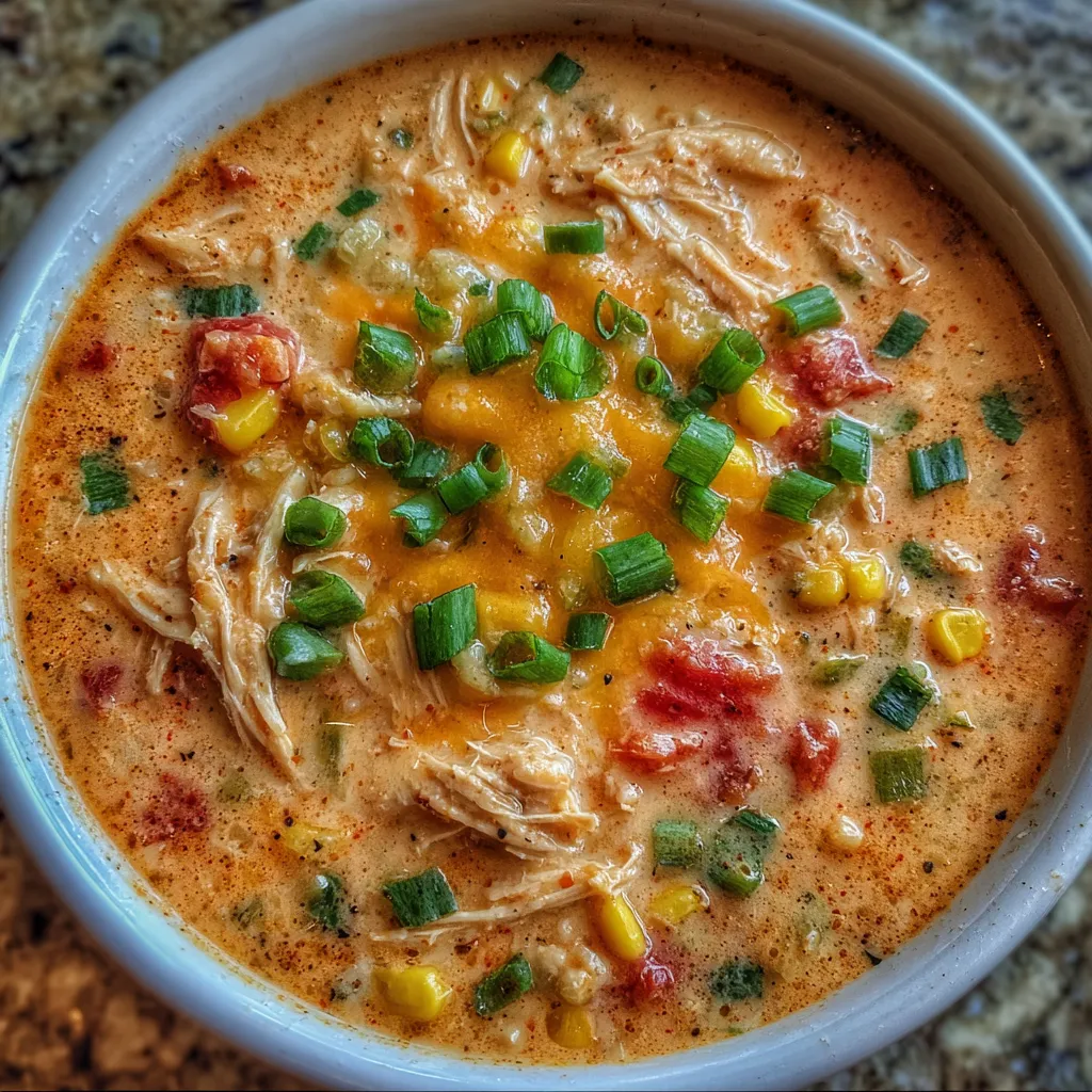 Creamy chicken enchilada soup bowl