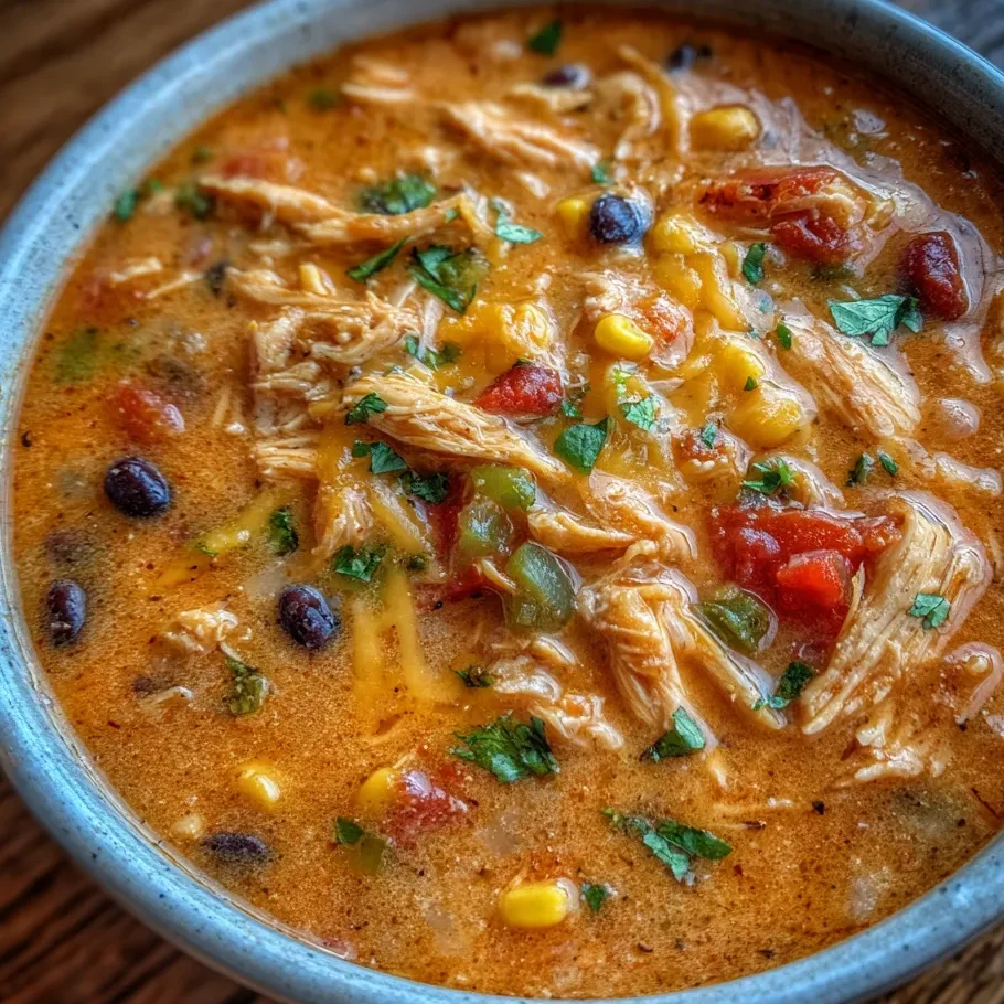 Chicken tortilla soup close-up