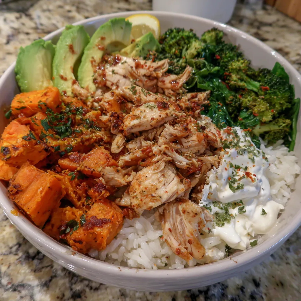 Chicken sweet potato rice bowl