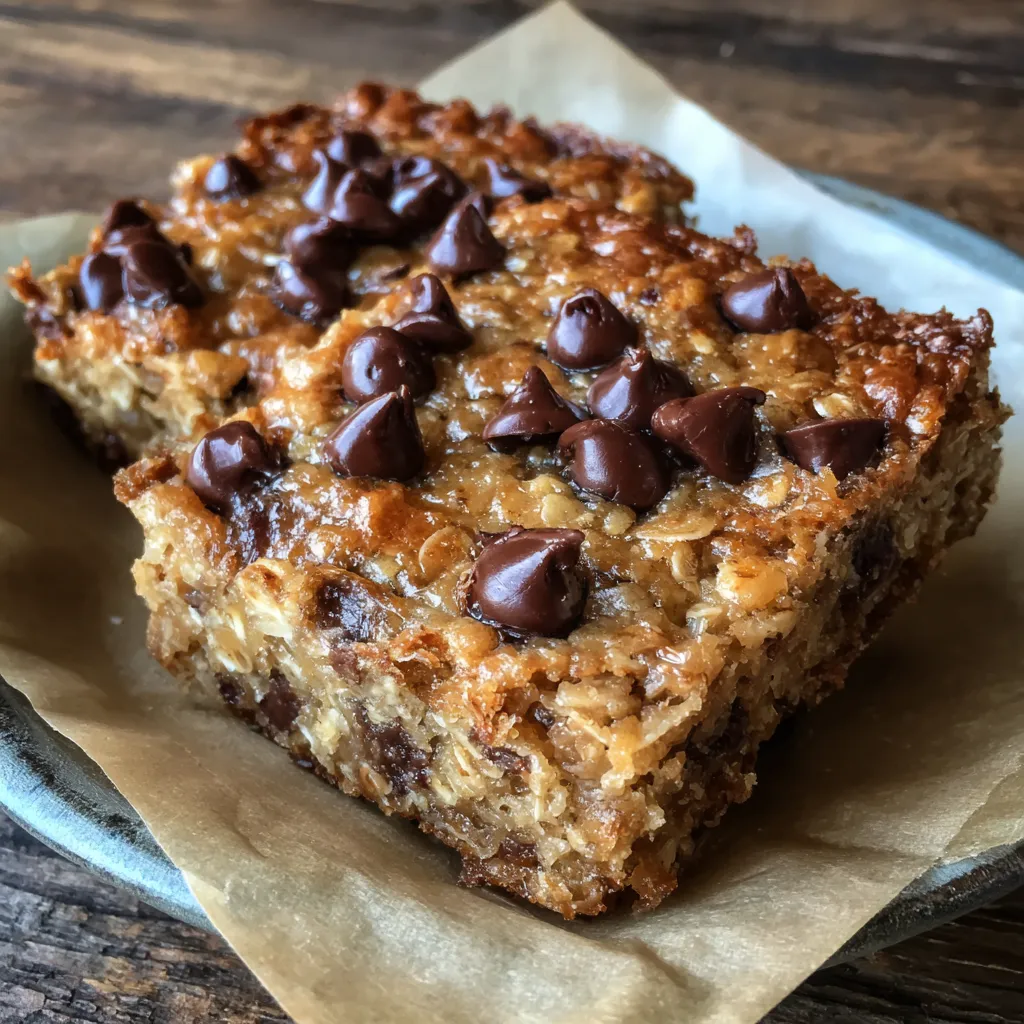 Oatmeal bars in baking pan
