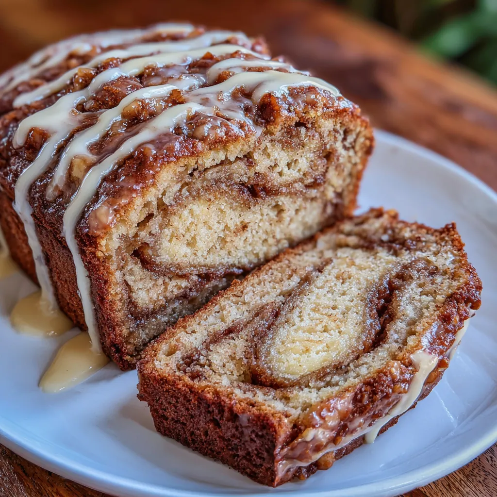 Cinnamon swirl banana bread slice