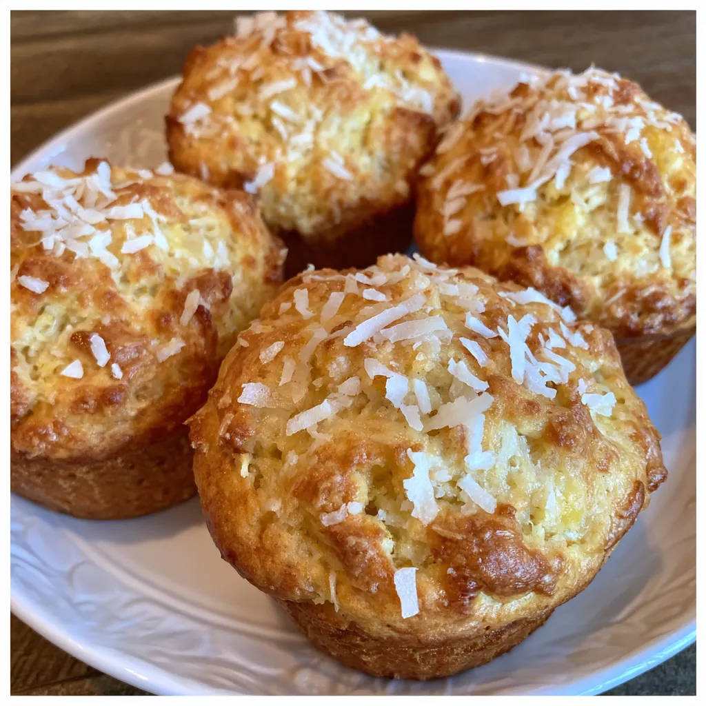 Coconut pineapple cottage cheese muffins
