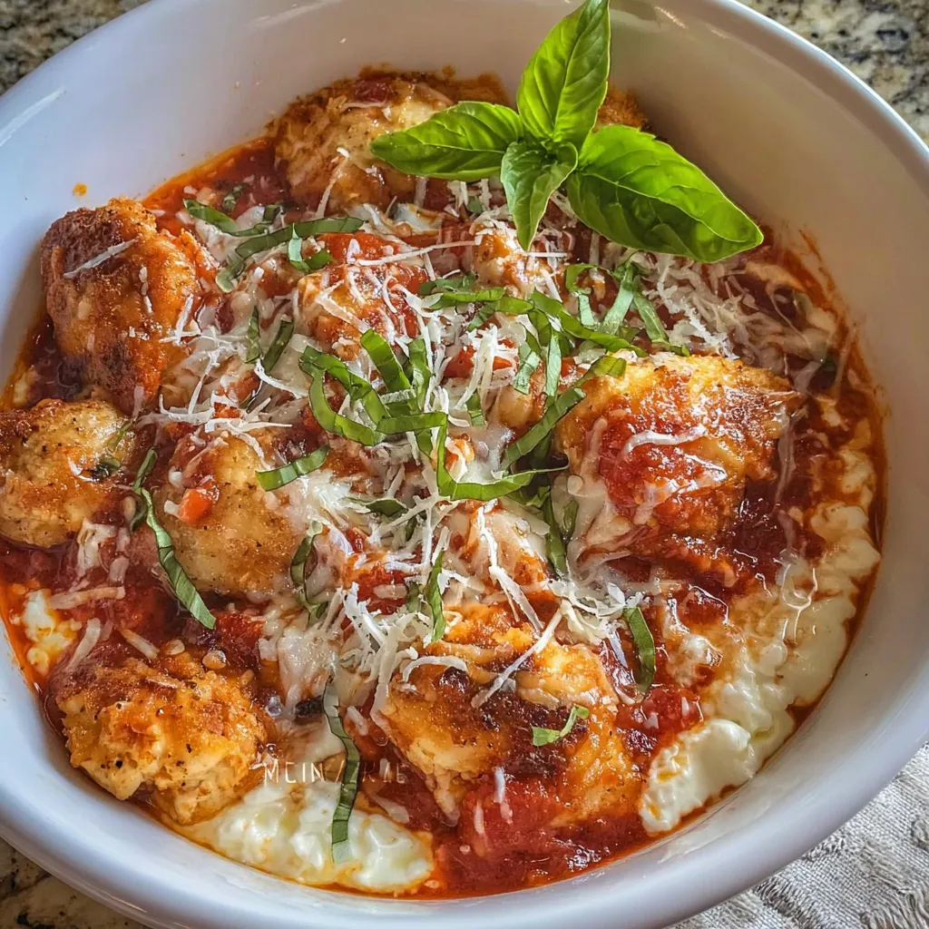 Cottage cheese chicken parm bowl