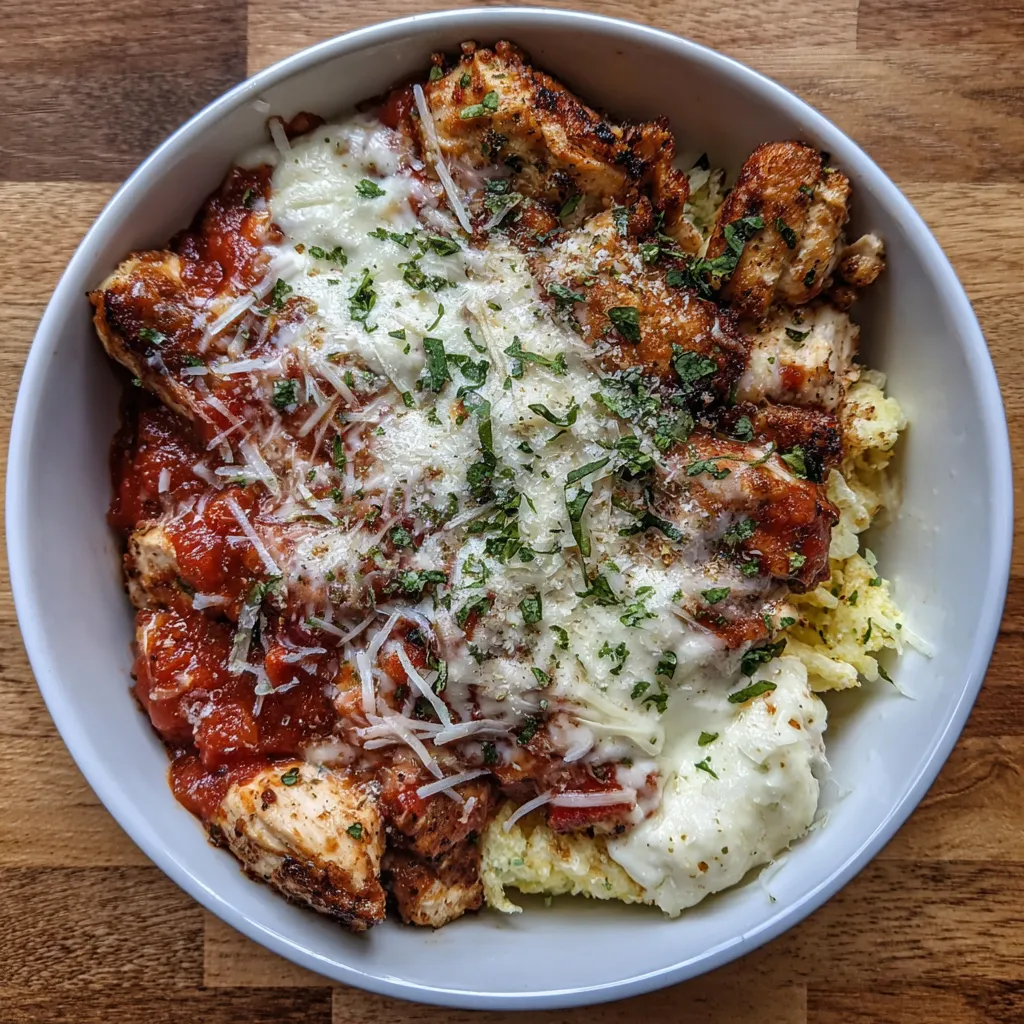 Healthy chicken parmesan bowl
