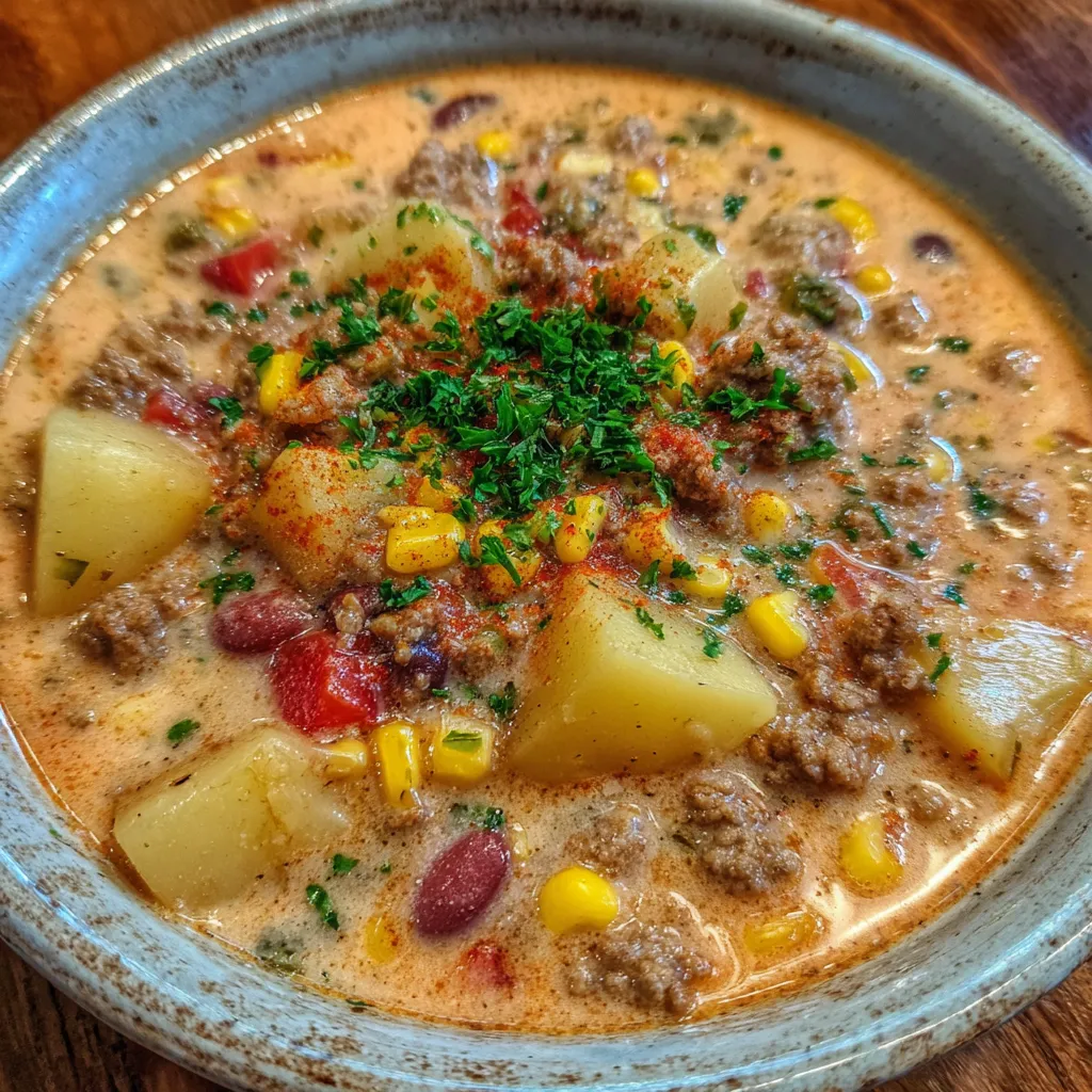 Cowboy soup with ground beef