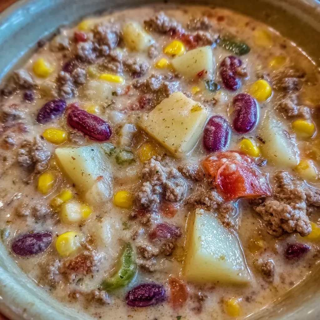 Hearty cowboy soup bowl