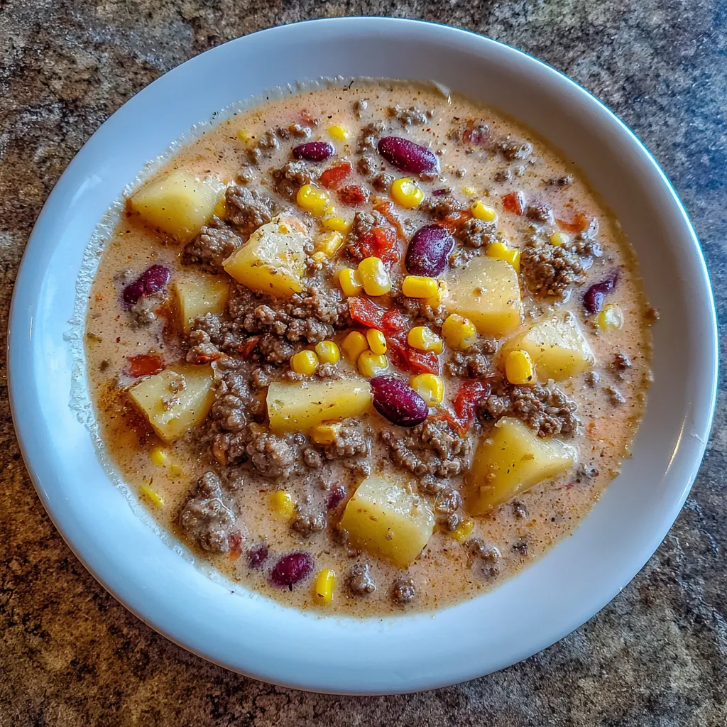 Creamy beef and bean soup