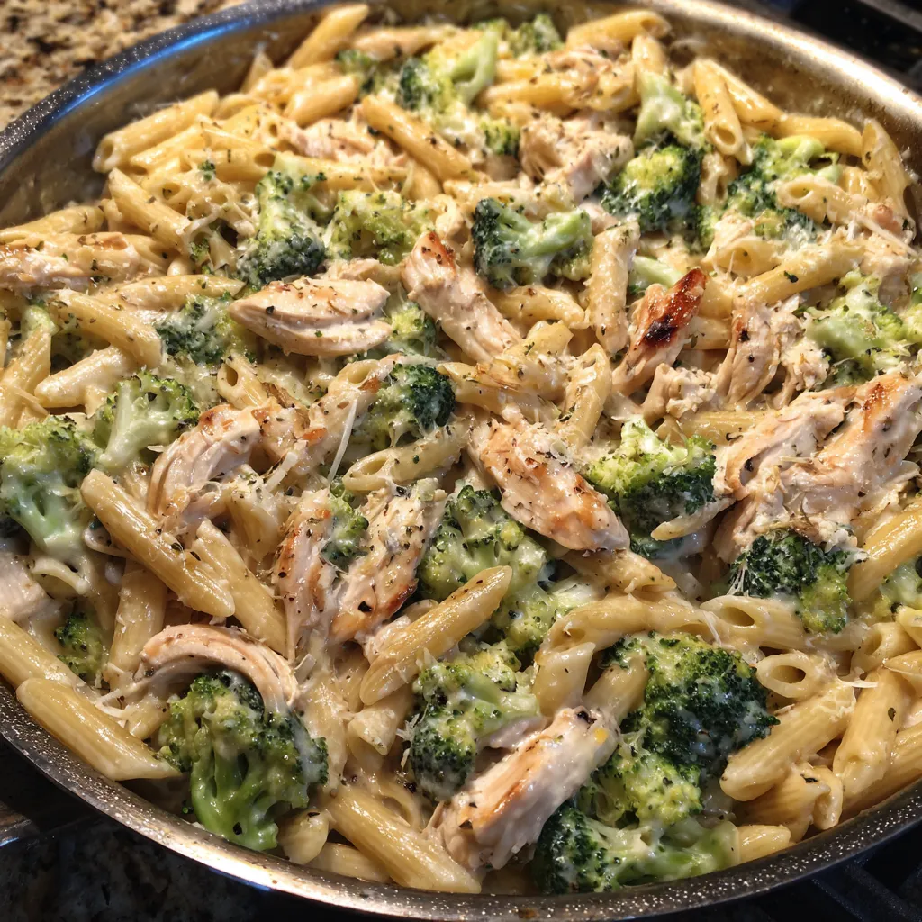 Broccoli chicken pasta bowl